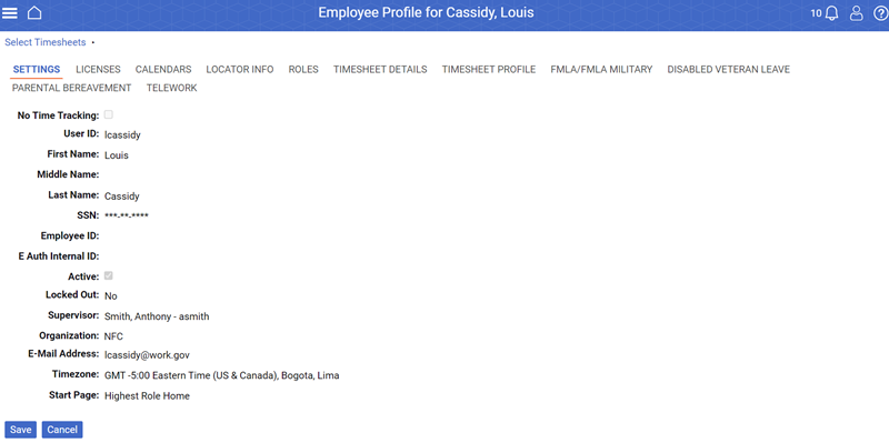 Employee Profile for Page