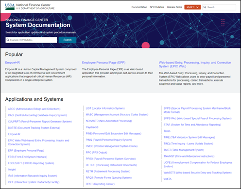 System Documentation Library Landing Page