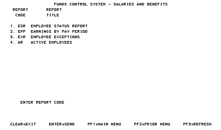 Funds Control System-Salaries and Benefits screen