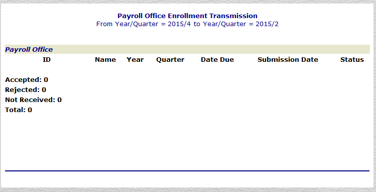 Payroll Office Enrollment Transmission Report 5