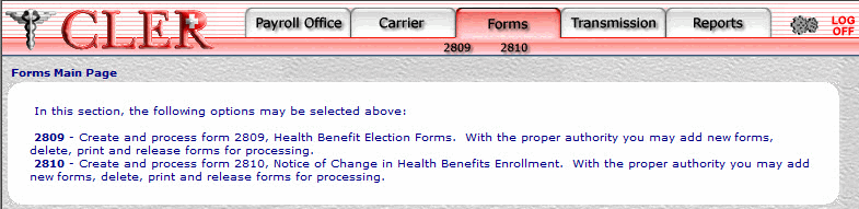 Forms Main Page