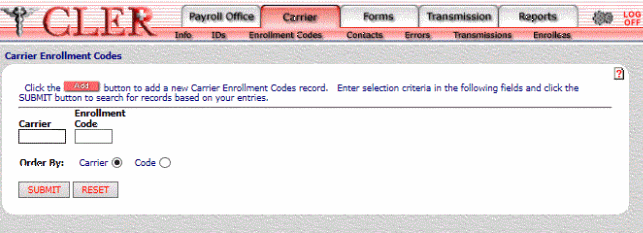 Carrier Enrollment Codes
