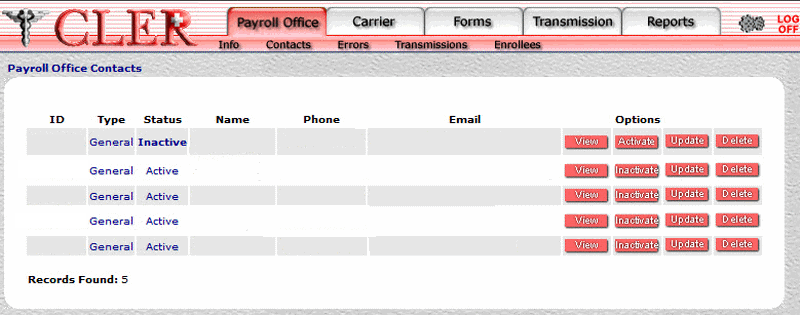 Payroll Office Contacts search results