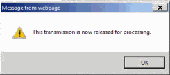 Transmission Online Entry Record Release popup