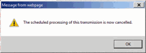 Transmission Online Entry Records cancel popup