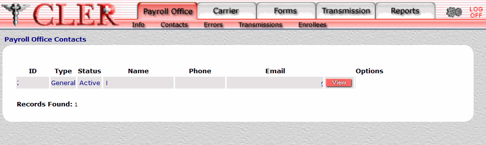 payroll Office Contacts Search Results Page