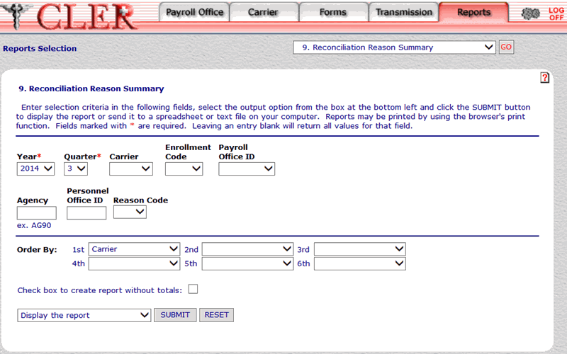 Reconciliation Reason Summary Report 9 Page