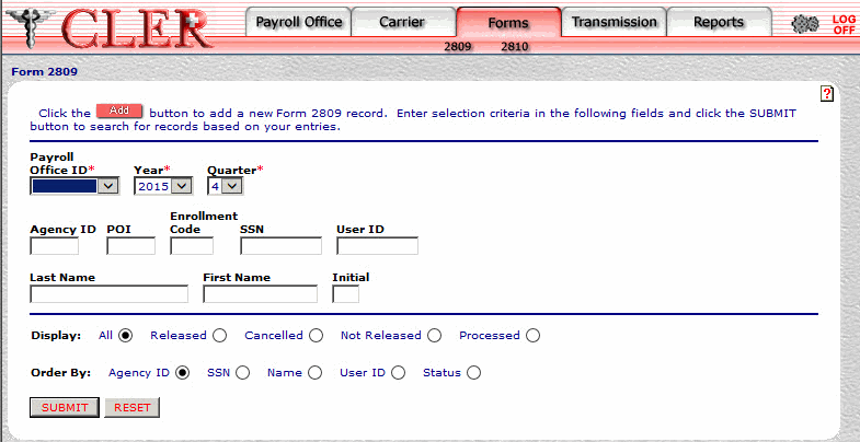 Form 2809 Page   blank