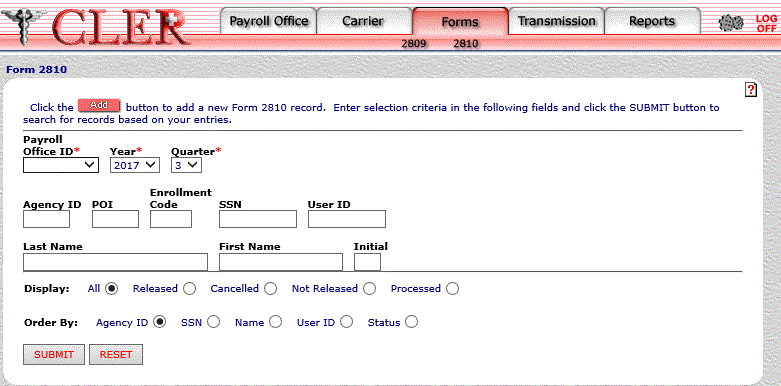 Form 2810 Search