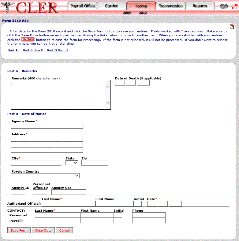 Form 2810 Add Part G thru H