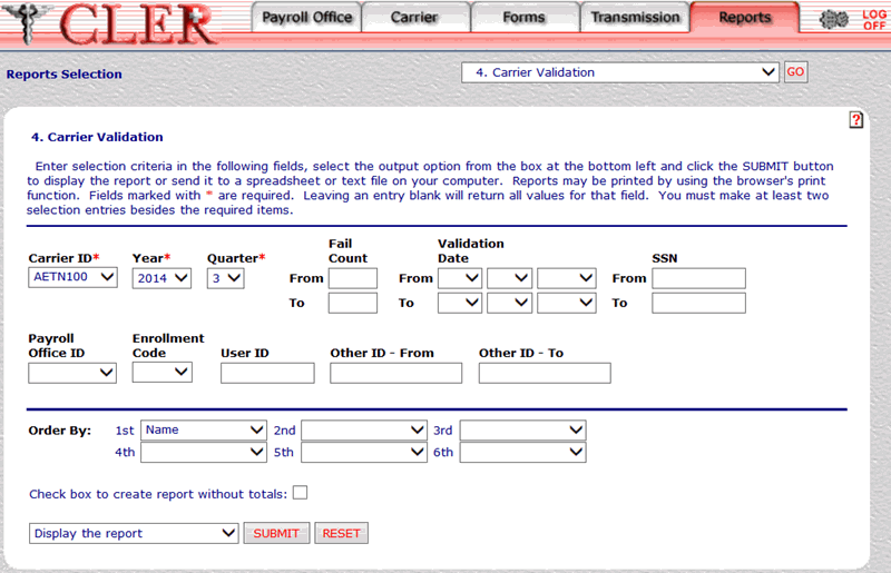 Carrier Validation Report 4 Page