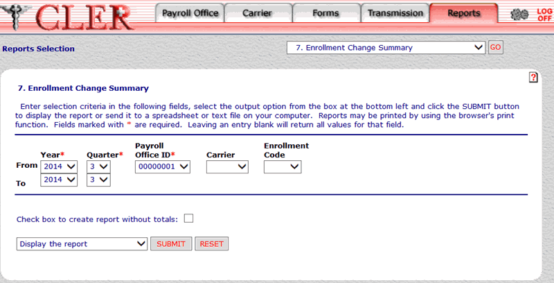 Enrollment Change Summary Report 7 Page