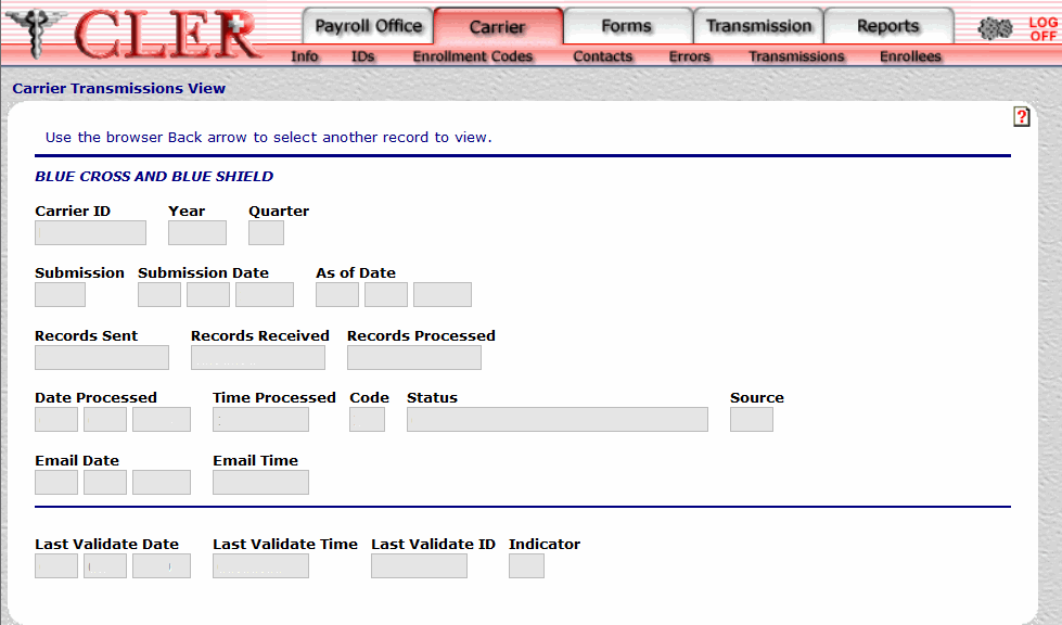 Carrier Transmissions View Page