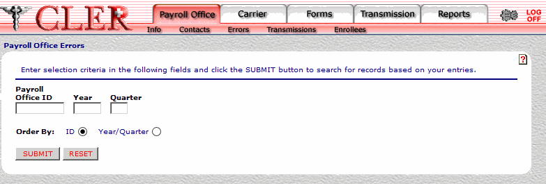 Payroll Office Errors Page