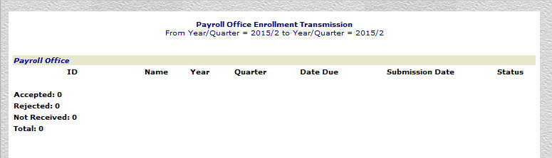 Payroll Office Enrollment Transmisson Reoprt Summary