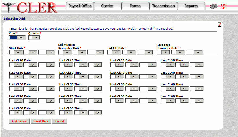 Schedules Add Page