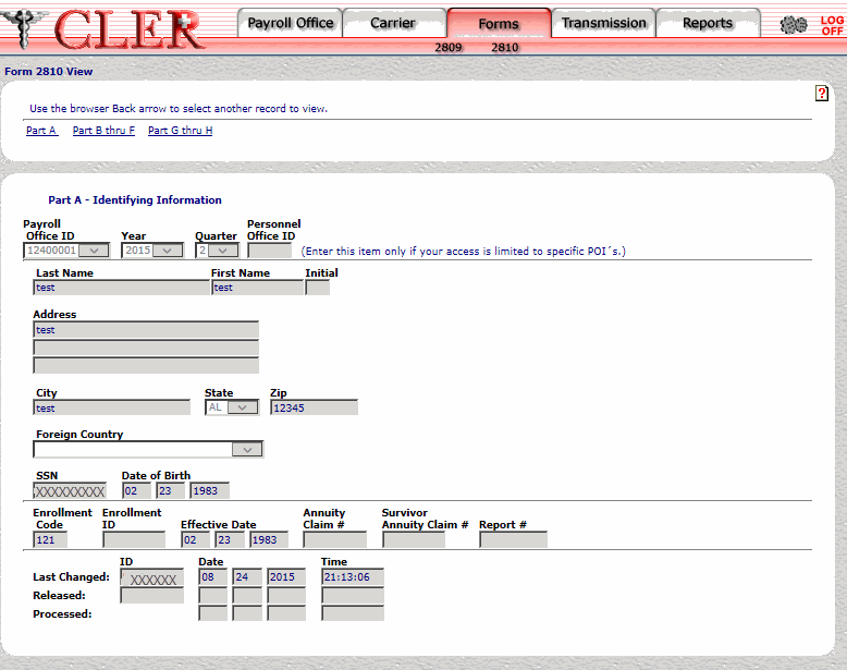 Form 2810 View Part A Page