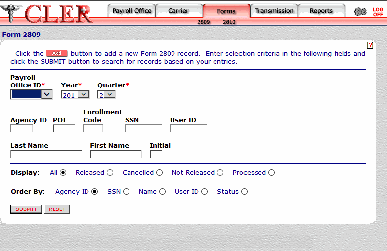 Form 2809 page