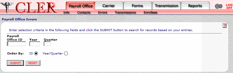 Payroll Office Errors Page