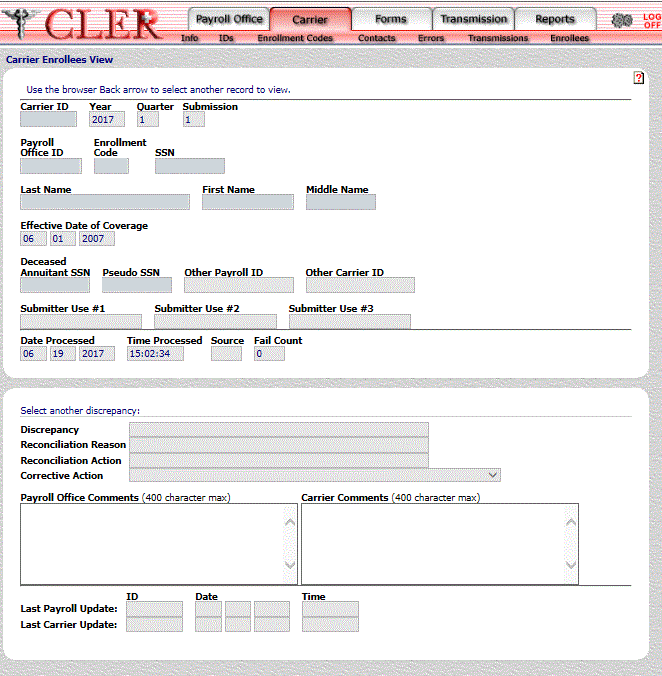 Carrier Enrollee Records View Page