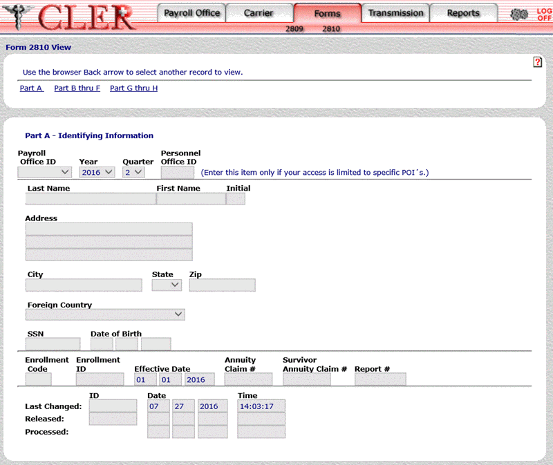 Form 2810 View Part A