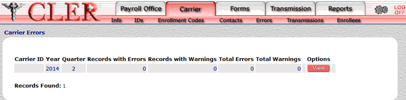 Carrier Errors Search Results