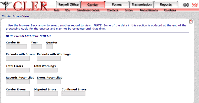 Carrier Errors View