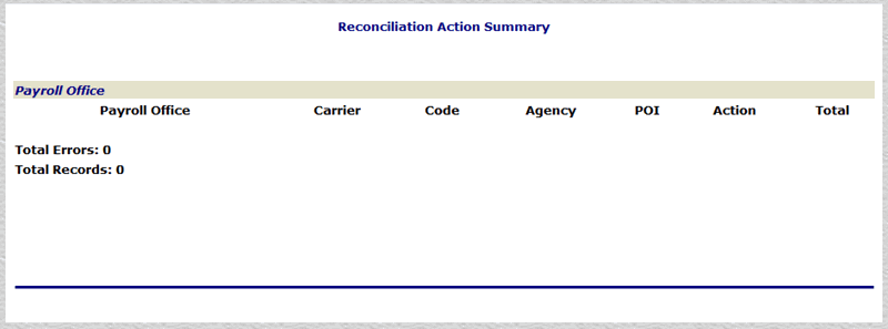 Reconciliation Action Summary Report Page