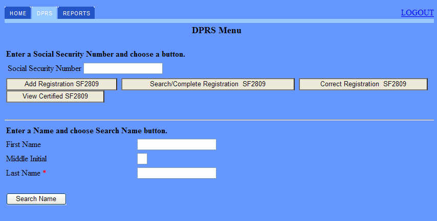 DPRS Memu Page