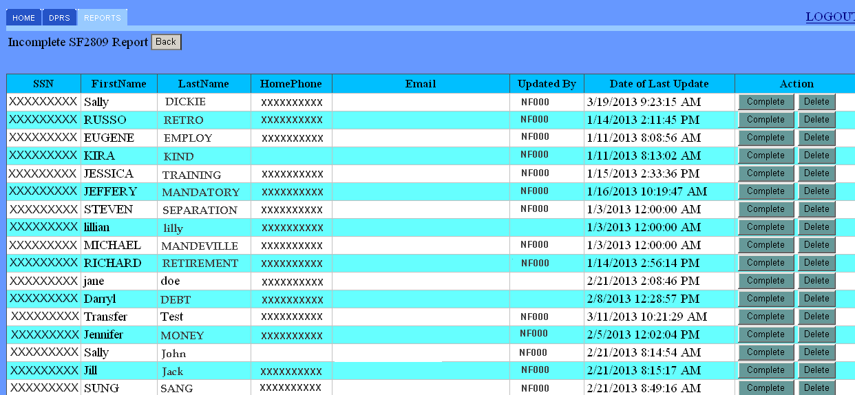 incomplete report