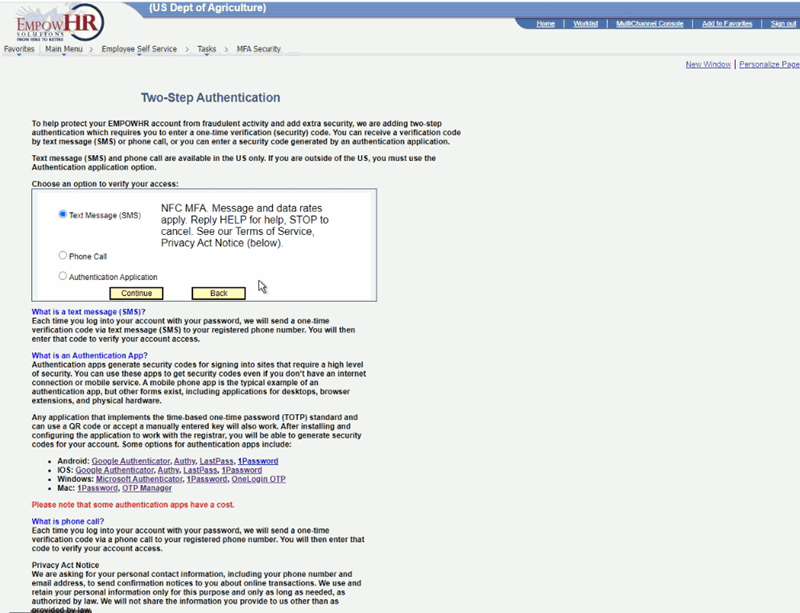 Two-Step Authentication Page - MFA Security