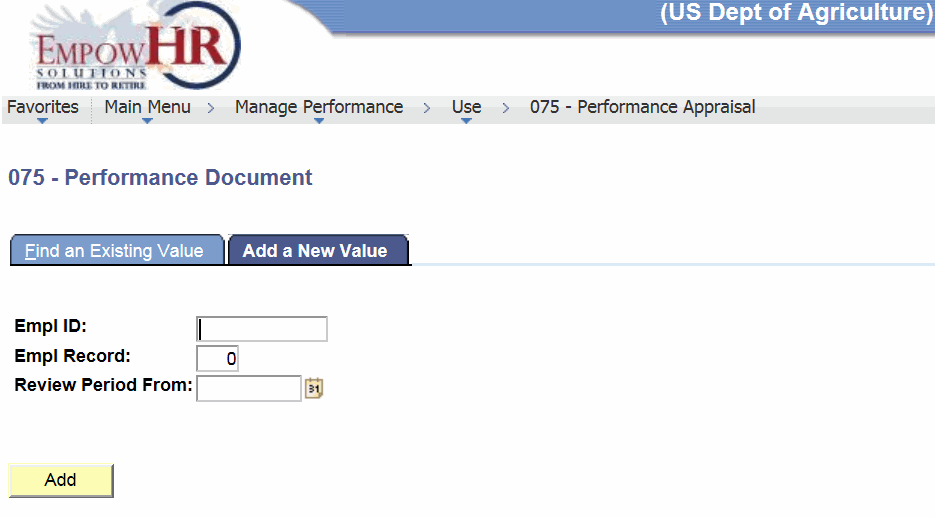 075 - Performance Document Page - Add a New Value Tab