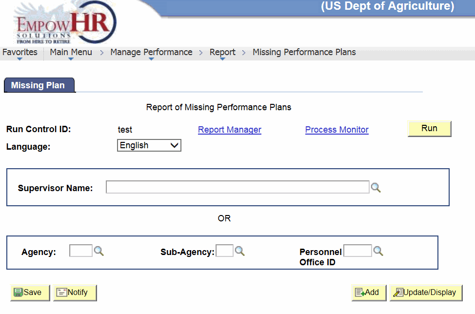 Missing Plan Tab. On this page, you have the option to either complete the Supervisor Name field or the Agency fields. Do not complete both.