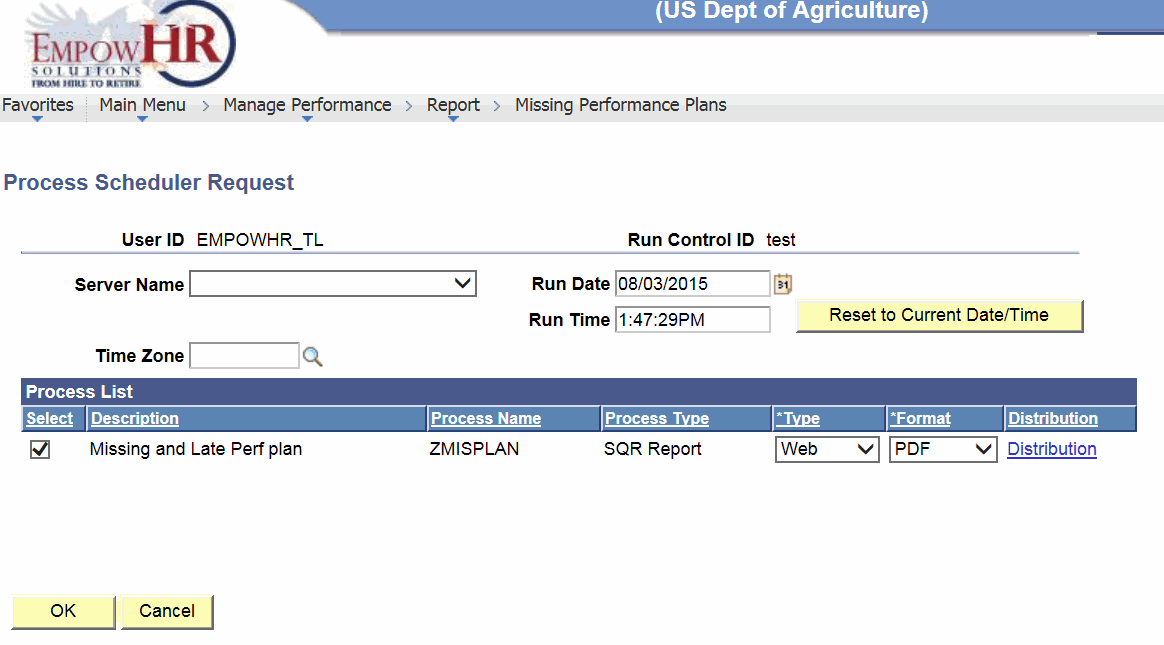 Process Schedule Request Page (Missing Performance Plans)