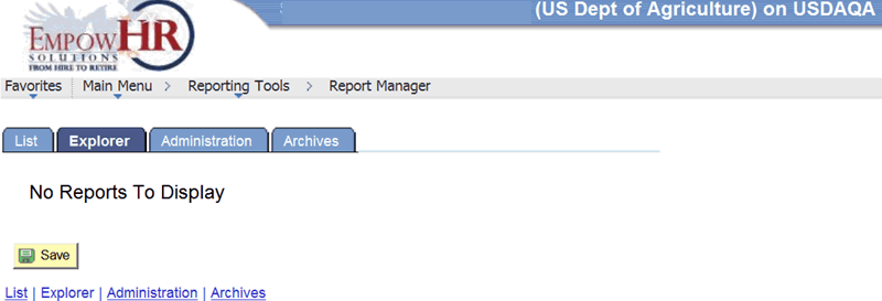 Report Manager Page - Explorer Tab