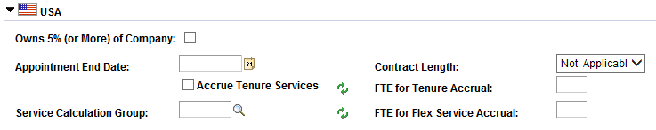 Employment Information Tab Page - USA Section