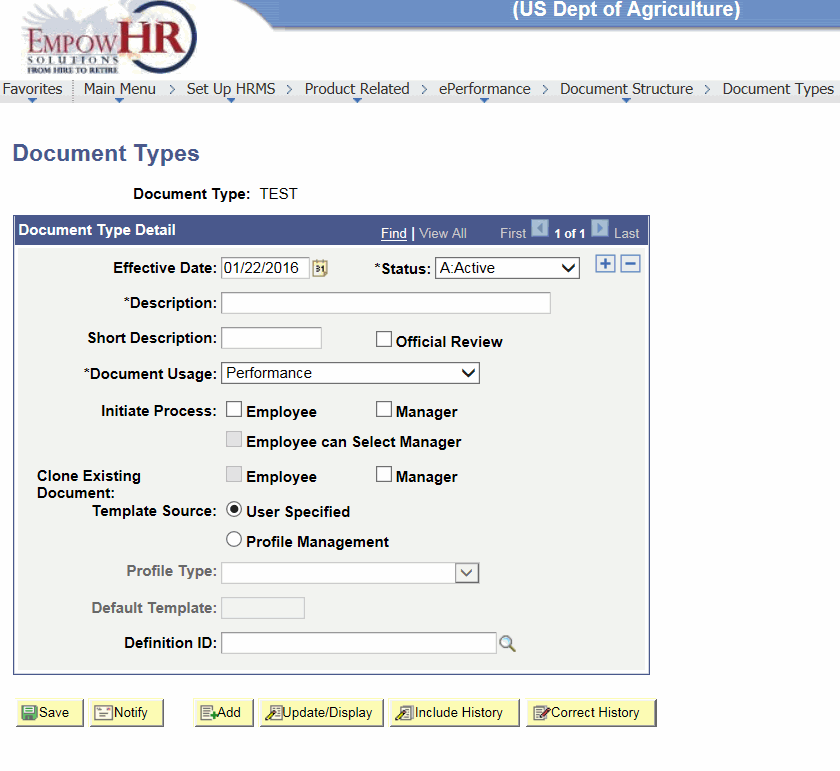 Document Types Page