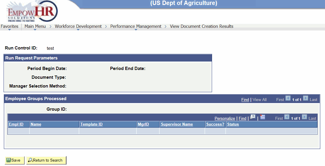 View Document Creation Results Page