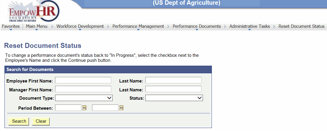 Reset Document Status Page