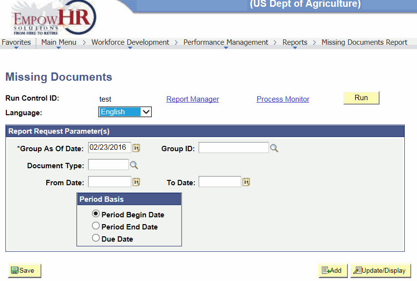 Missing Documents Page