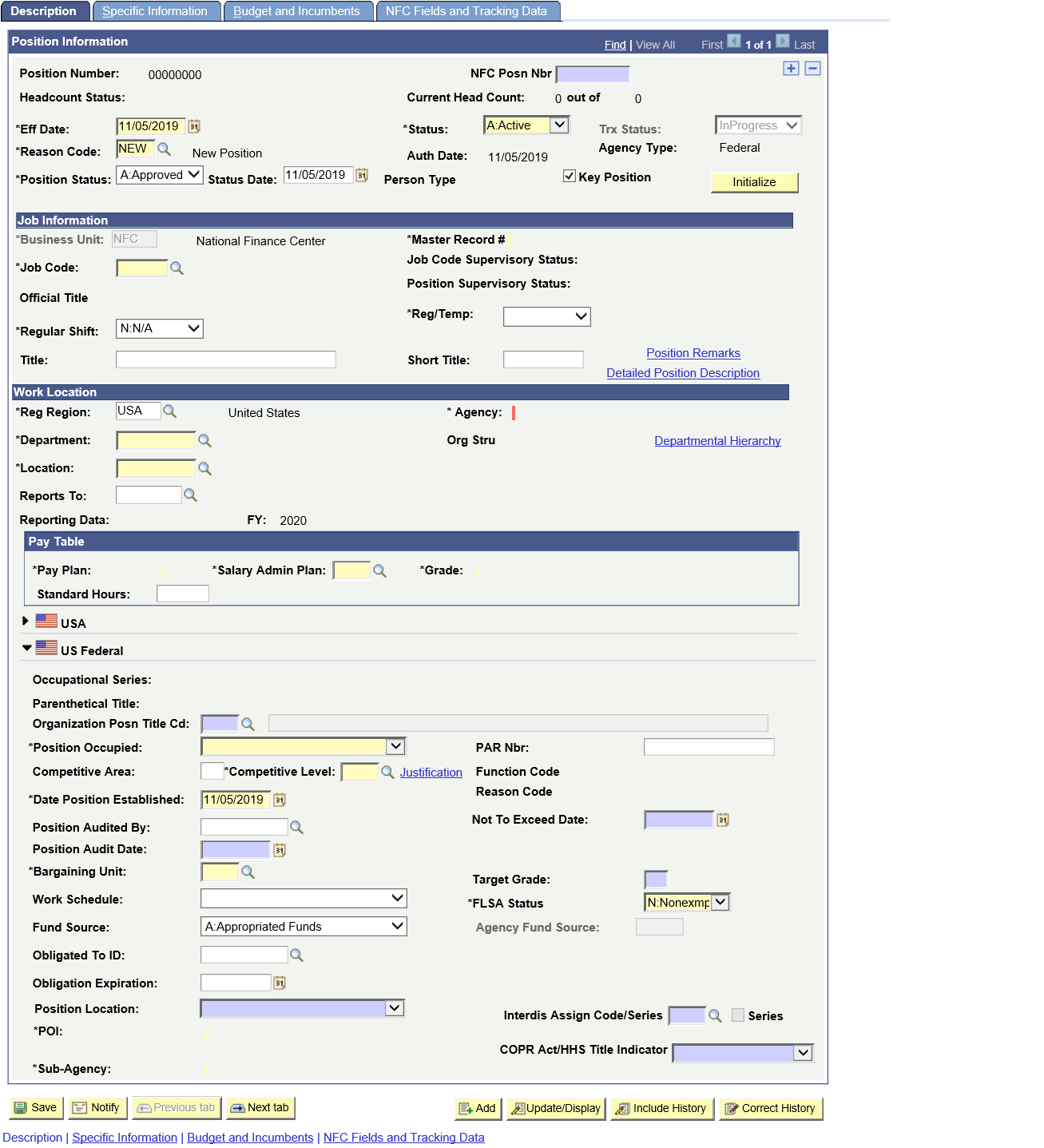 Position Information Page