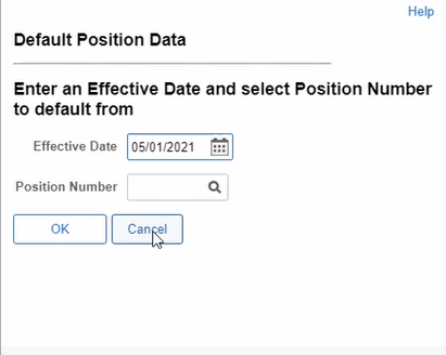 Default Position Data Window