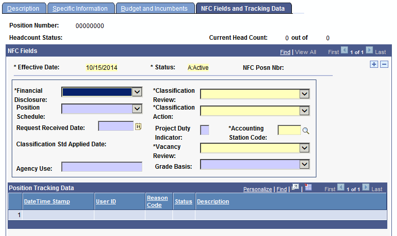 NFC Fields and Tracking Data Tab