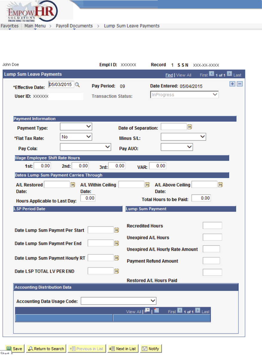 Lump Sum Leave Payments Page