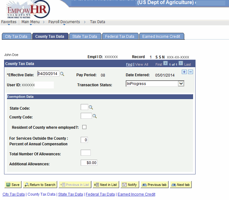 Entering County Tax Data