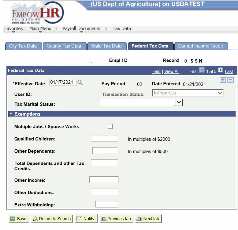 Federal Tax Data Page