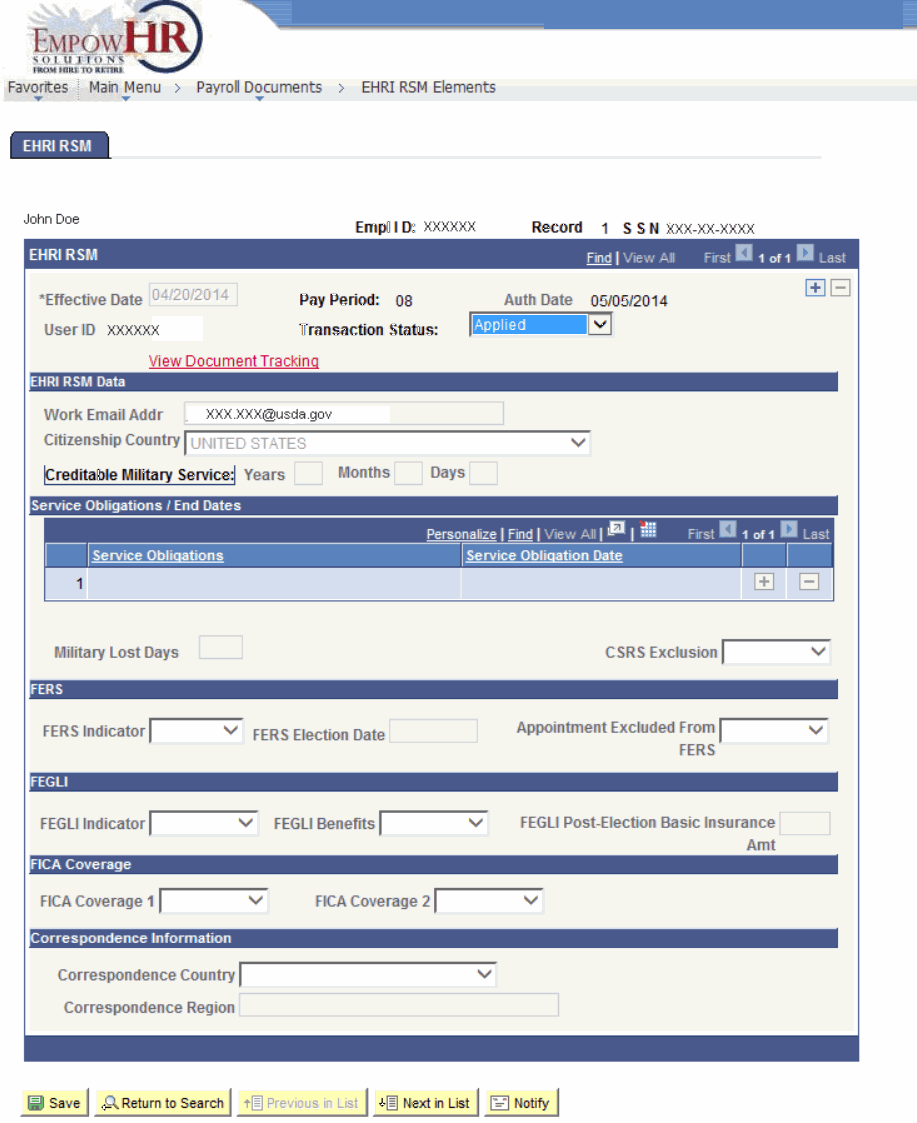 EHRI RSM Elements Page