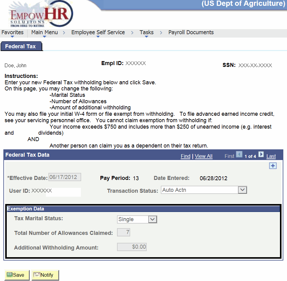 Federal Tax Tab