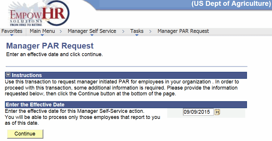 Manager PAR Request Page