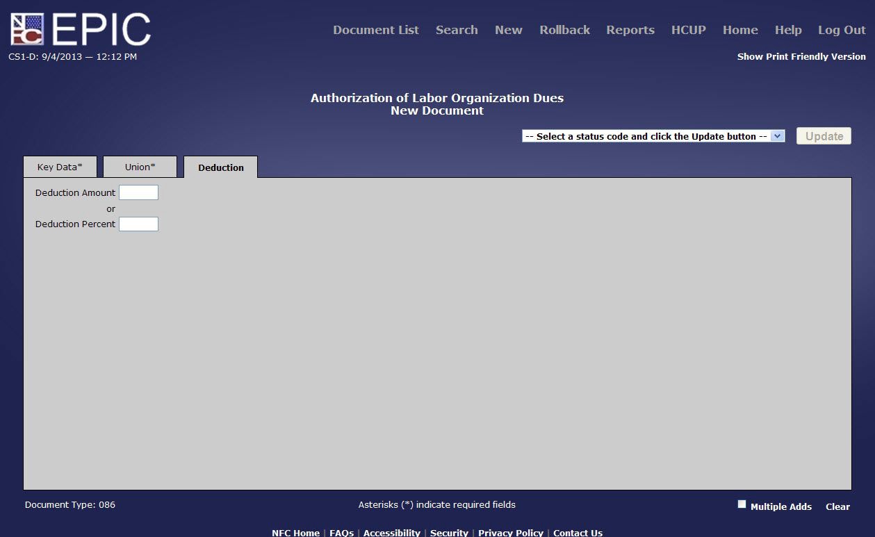 Authorization of Labor Organization Dues Deduction Tab
